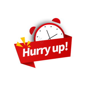 手绘 快点 着急 钟表 闹钟 hurry up 红色