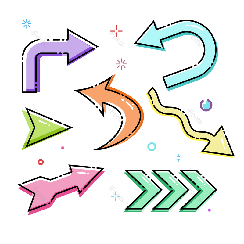 图标图片,箭头元素,卡通PNG,彩色免抠素材