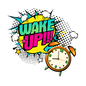 闹钟 闹铃 wake up 起床 波普风格 手绘 爆炸效果