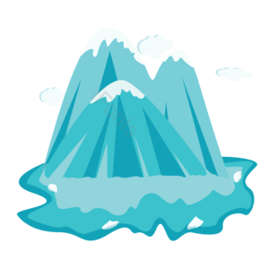 冰山 融化 卡通风格 青色的冰山 白云 融化的冰山 雪块 卡通风格冰山