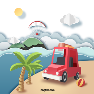 清凉爽口 夏令 海 旅游局 剪纸 红色 车的 排球