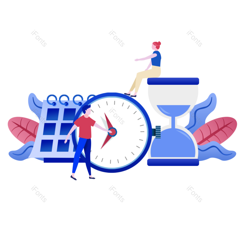 蓝色图片,动画片元素,合作PNG,时钟免抠素材