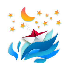 折叠 浪花 纸船 剪纸 月亮 星星 运输 旅行