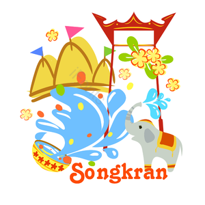 泰国 泼水节 庆祝 大象 花 雕塑 songkran 节日