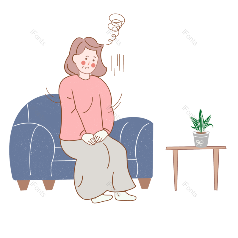 卡通图片,女人元素,粉红色PNG,沙发免抠素材