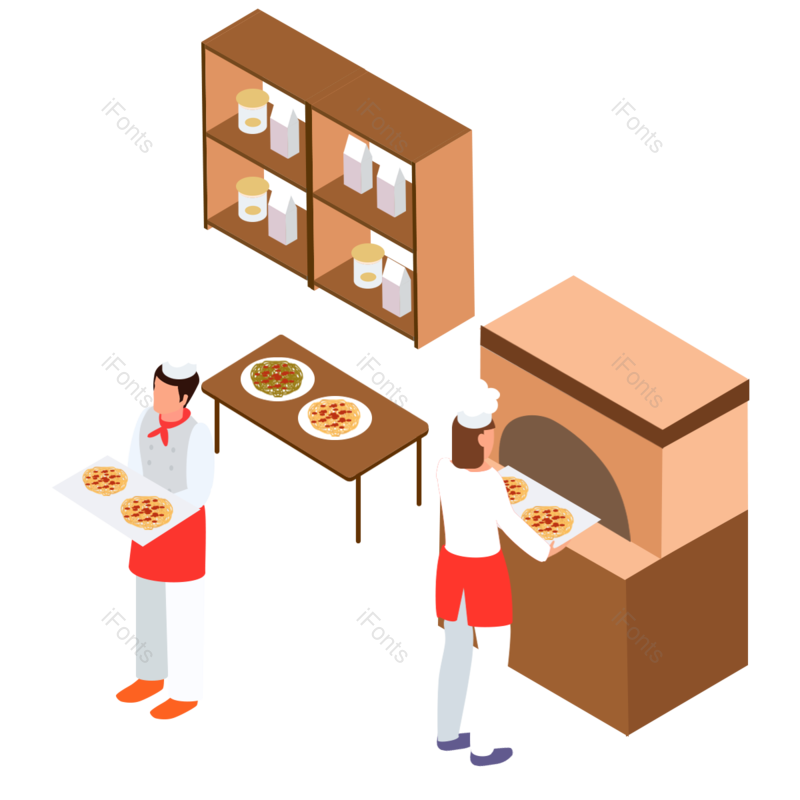 卡通图片,披萨元素,粉红色PNG,厨师帽免抠素材