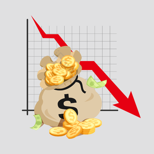钱袋 美金 表格 箭头 下降 泡沫经济