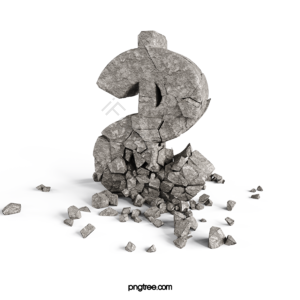 美元 3d 立体 危机 经济危机 石块 破碎 崩塌