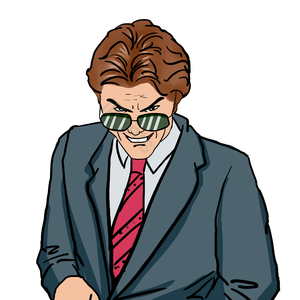 人物 波普 男性 深蓝色 眼镜 棕色 红色 领带