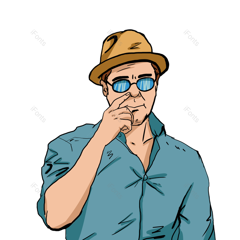 蓝色图片,人物元素,帽子PNG,眼镜免抠素材