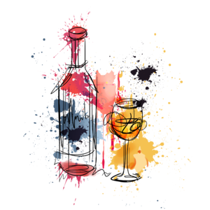 手绘 创意 抽象 红酒 酒杯 瓶子 杯子 酒水