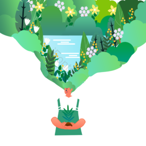 花朵 白色 黄色 春天 植物 绿色 卡通 手绘