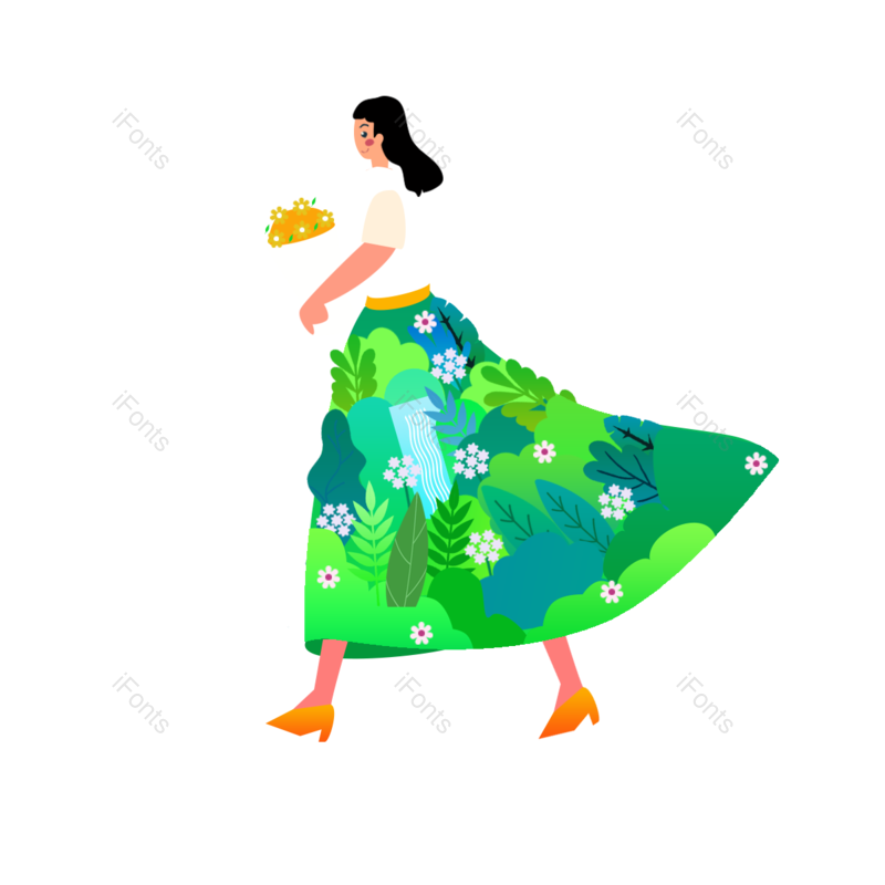 蓝色图片,裙子元素,动画片PNG,春季免抠素材