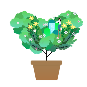 树木 花盆 春天 植物 绿色 卡通 手绘 叶子