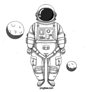太空人宇航员 星星 简单的 动画片 可爱 手绘竽 黑白 宇宙
