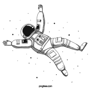太空人宇航员 宇宙 黑白 星星 动画片 可爱 简单的 音谱线