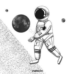 太空人宇航员 宇宙 星星 动画片 可爱 黑白 简单的 音谱线