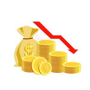 贬值 手绘 金币 货币 符号 下降 钱袋子 美金