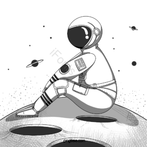 太空人宇航员 繁星 星星 有创意的 音谱线 简单的 手绘竽 动画片