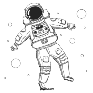 太空人宇航员 星星 宇宙 黑白 手绘竽 可爱 动画片 简单的