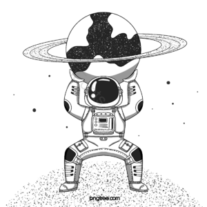 太空人宇航员 宇宙 星星 黑白 手绘竽 音谱线 动画片 可爱