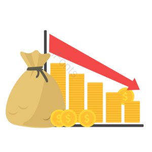 货币 美元 钱袋 直线下降 金币 物价上涨 金融 通货膨胀