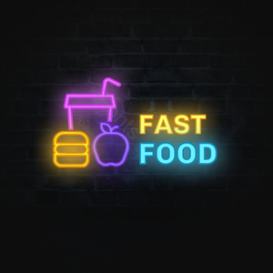 食品 快餐 fastfood 灯牌 霓虹 荧光 复古 电音