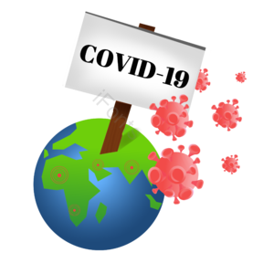 手绘 告示牌 全球化 病毒 卡通 感染 corona virus