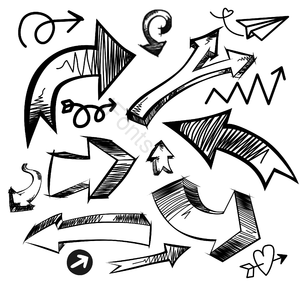 手绘涂鸦 黑白 箭号 元素 手绘箭头 简单的 箭头元素 箭头剪贴画