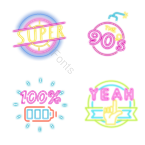 power super 90s yeah 霓虹 灯管 发光 圆