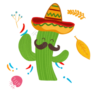 cinco de mayo 仙人掌 水母动物 叶 黄色 分行