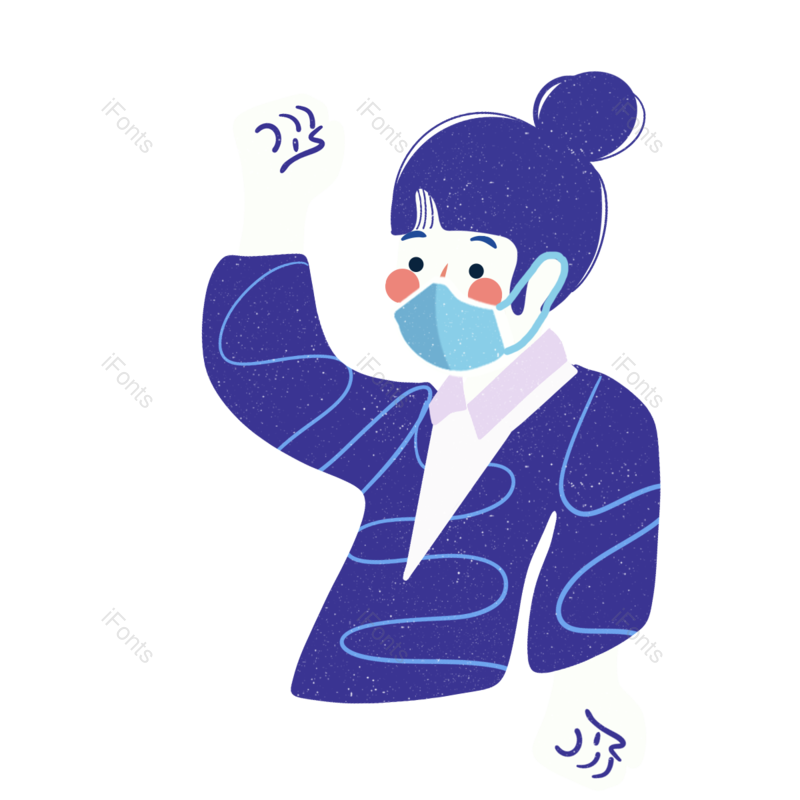 卡通图片,蓝色元素,病毒PNG,点赞免抠素材
