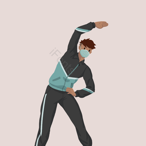 健美 增强免疫力 自我保护 运动服装 防御病毒 自律 彩色剪辑 谢谢你冠状病毒的帮助者