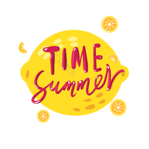 夏季 hello summer 夏天 你好 黄色 蓝色 卡通