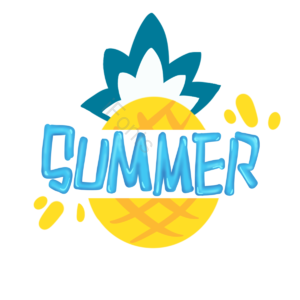 夏天 hello summer 你好 黄色 蓝色 卡通 手绘