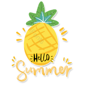 夏天 菠萝 黄色 绿色 水果 hello summer 你好