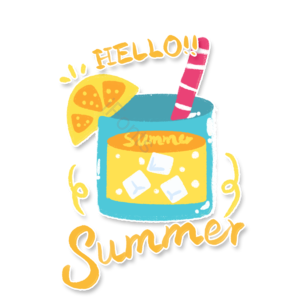 饮料 冰块 hello summer 夏天 你好 黄色 蓝色