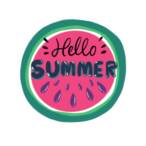 西瓜 hello summer 夏天 你好 黄色 蓝色 卡通