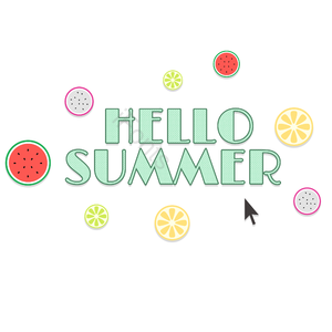 夏天 夏季 可爱 你好夏天 手绘 西瓜 柠檬 火龙果