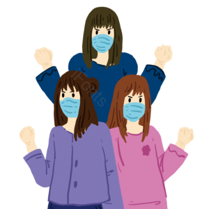 病毒 预防 手绘 新冠病毒 女生 戴口罩 打气 抗击疫情