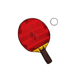 健身器材插画 球类运动插画 乒乓球拍 球类运动 红色球拍 乒乓球