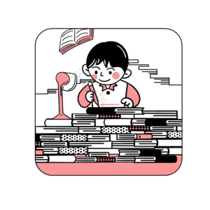 书架 桌面台灯 打饭学生 文房用具 读书阅读 动画片 手绘竽 书