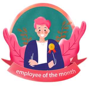 employee of the month 优秀 员工 卡通 手绘