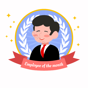 月度优秀员工 本月员工 卡通人物 优秀员工 彩带 人物卡通 星星