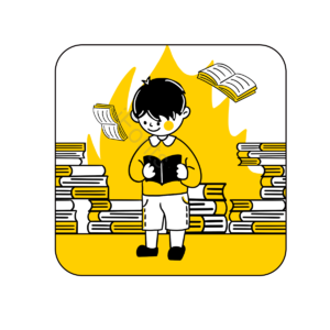 黄色 学生 文具 读书 动画片 手绘竽 书 笔
