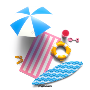 沙滩 3d 立体 假期中 旅游踏青 雨伞 冲浪板 拖鞋