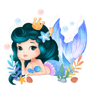 美人鱼 可爱 海草 珊瑚色 海星 贝壳扇贝 贝壳 人鱼公主