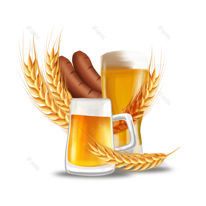 卡通图片,酒杯元素,泡沫PNG,麦穗免抠素材