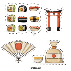 日本 扇子 卡通 寿司 清新 手绘 简约 贴纸