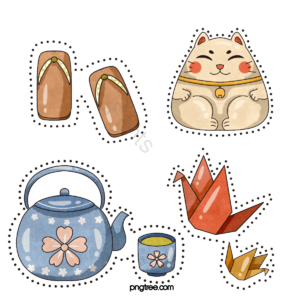 日本 阻塞 纸起重机 茶 苍白 手绘 贴图 动画片